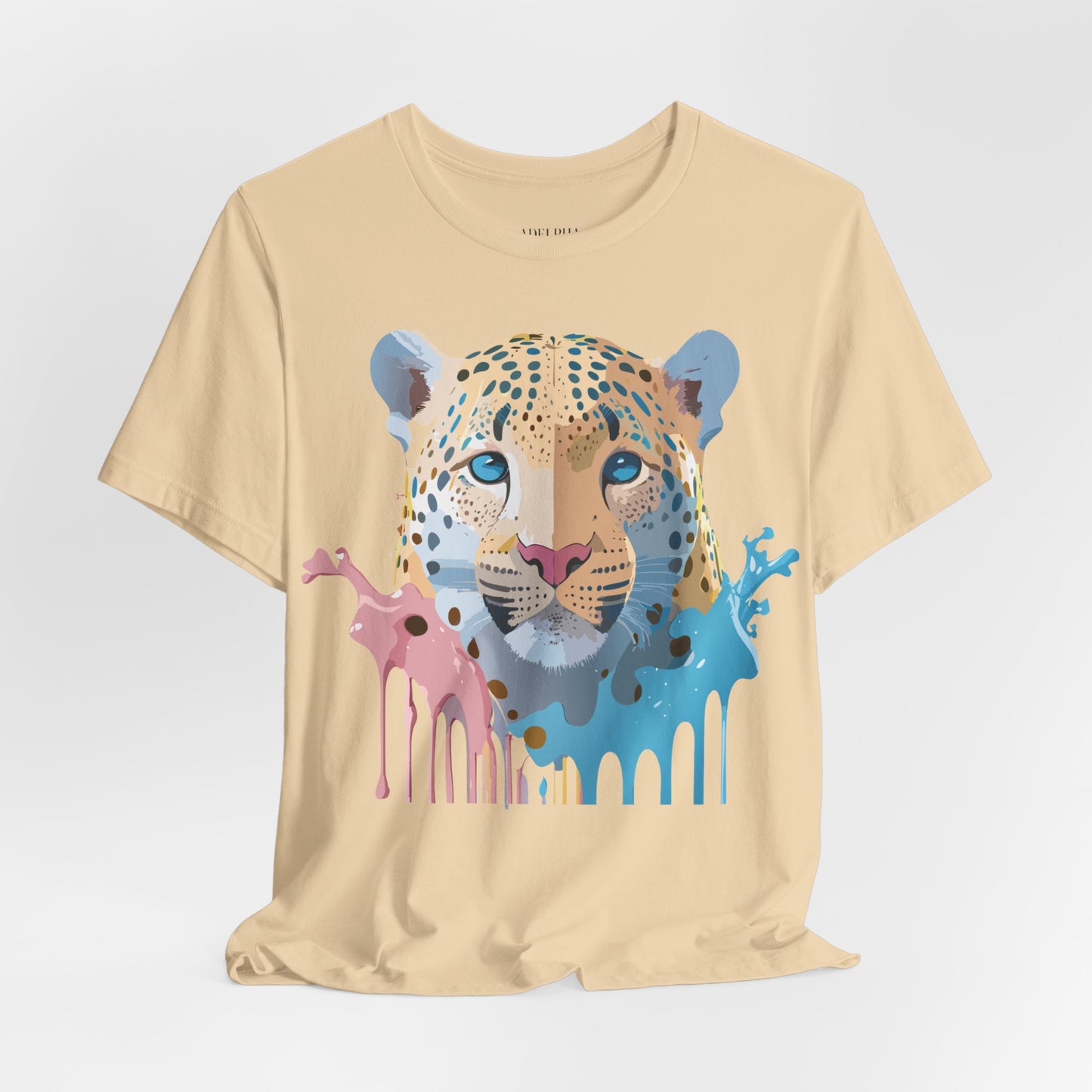 Natural Cotton Tee Shirt with Cheetah