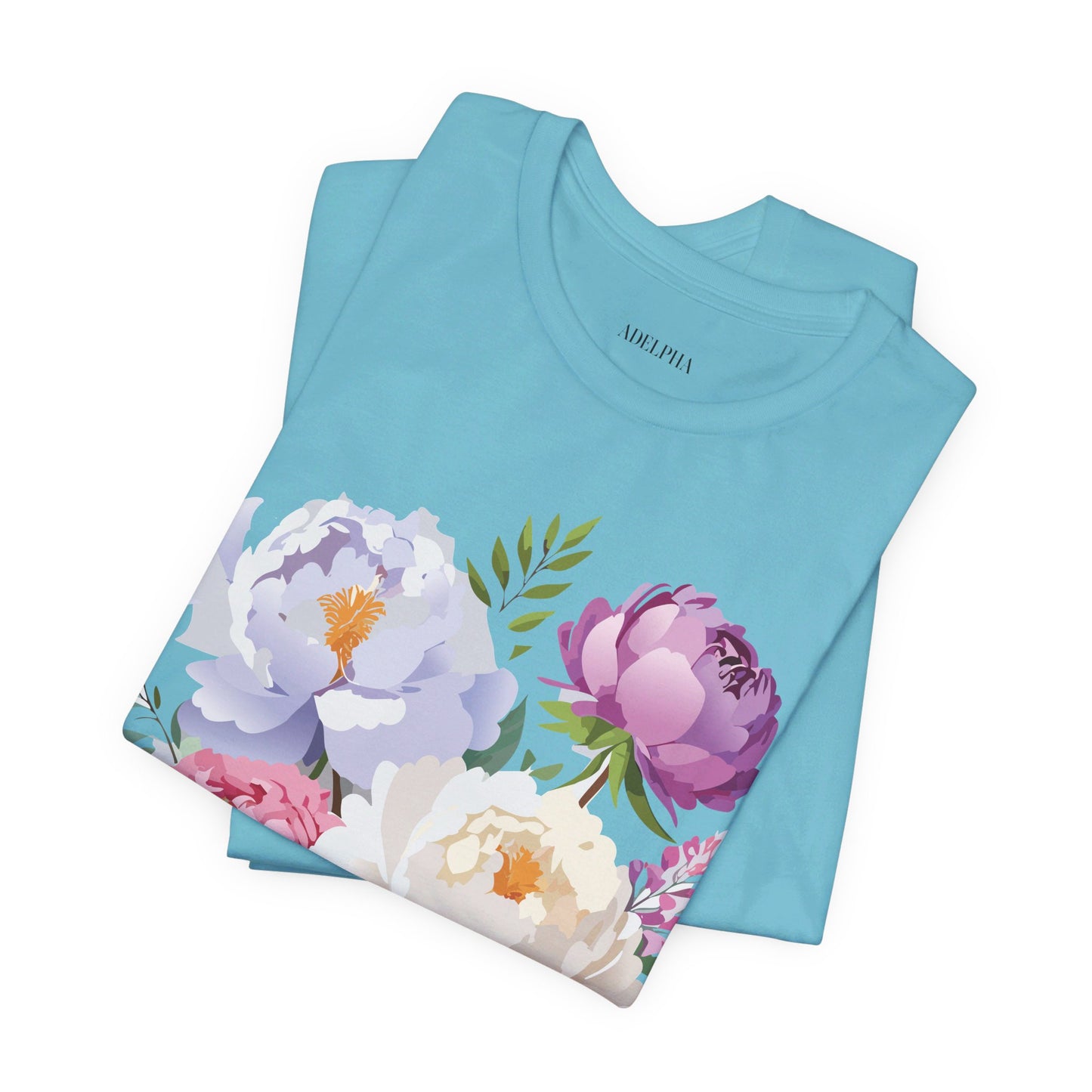 T-shirt en coton naturel avec fleurs