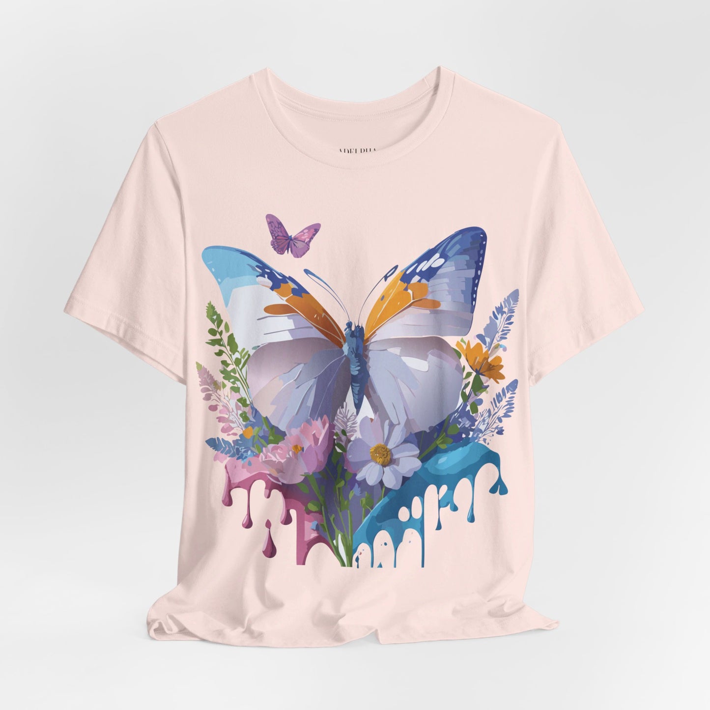 Natural Cotton Tee Shirt with Butterfly