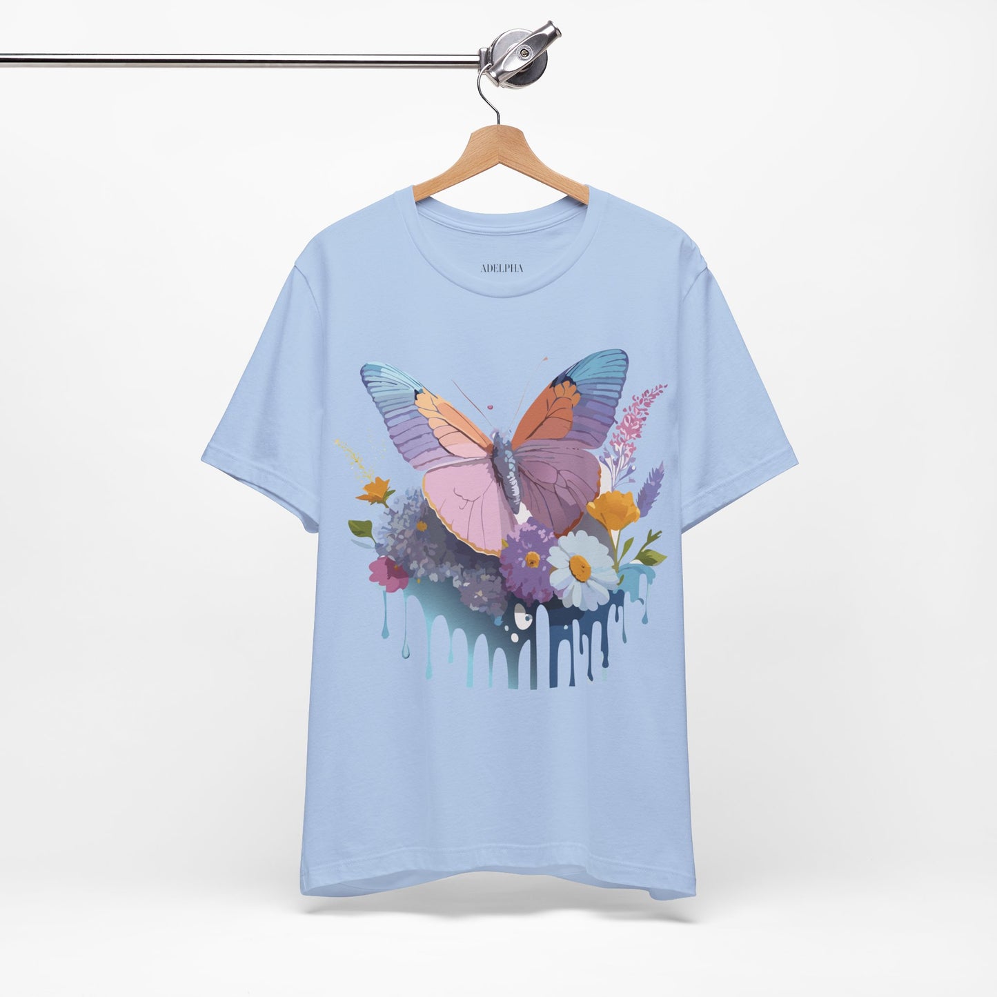 Natural Cotton Tee Shirt with Butterfly