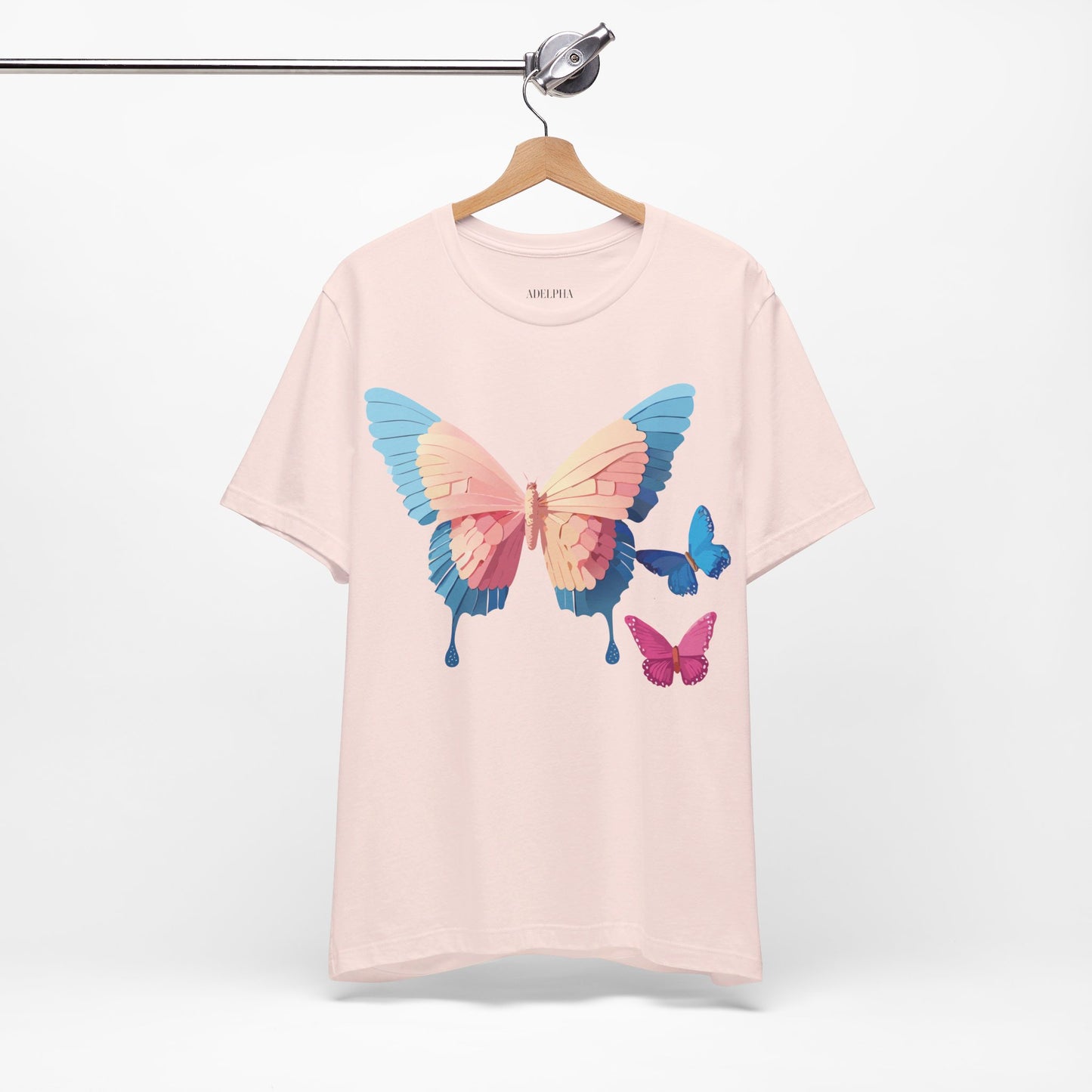 Natural Cotton Tee Shirt with Butterfly