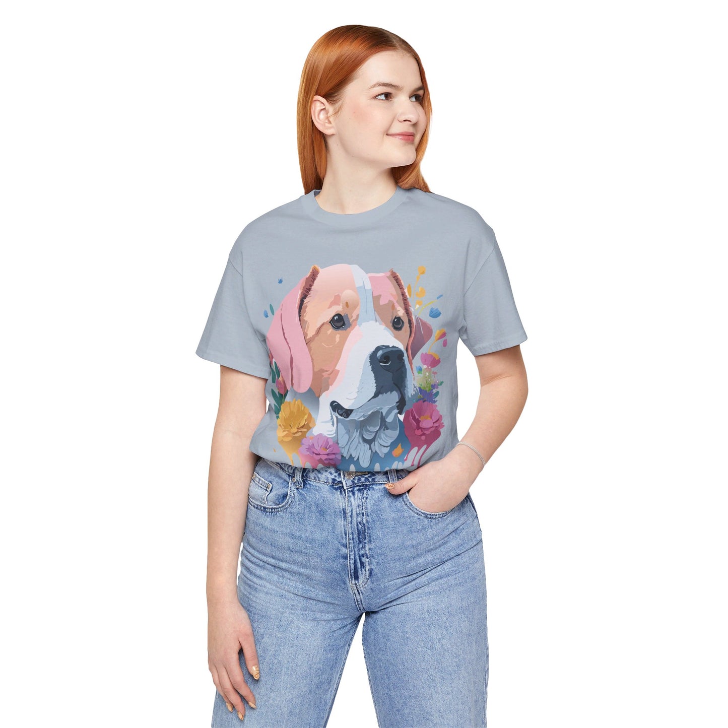 Natural Cotton Tee Shirt with Dog