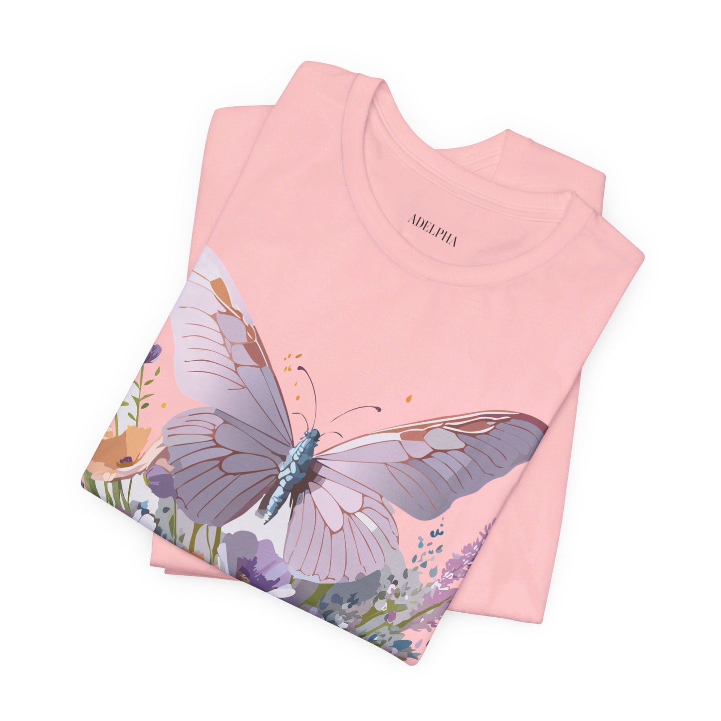 Natural Cotton Tee Shirt with Butterfly