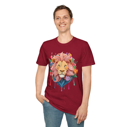 Lion Shirt Unisex Floral Lion Tee Animal Print Softstyle Tee