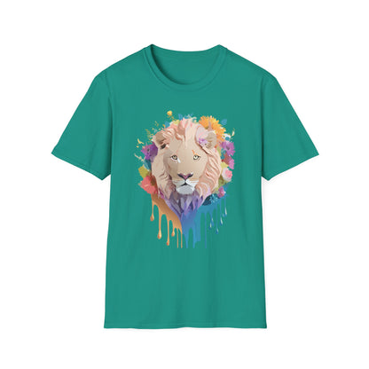 Unisex Lion Shirt Floral Lion Tee Softstyle Gildan 64000 100 Percent Cotton
