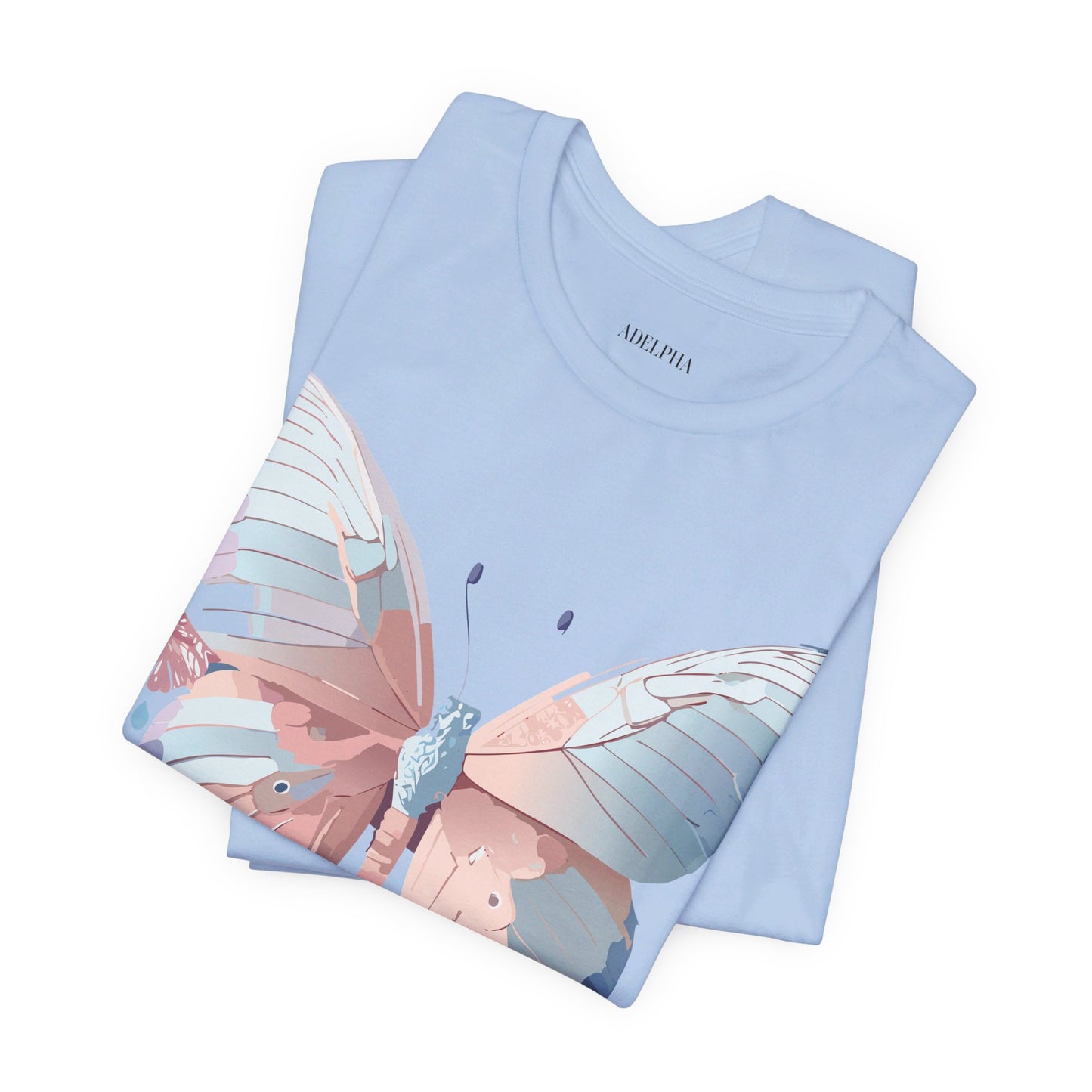 Natural Cotton Tee Shirt with Butterfly