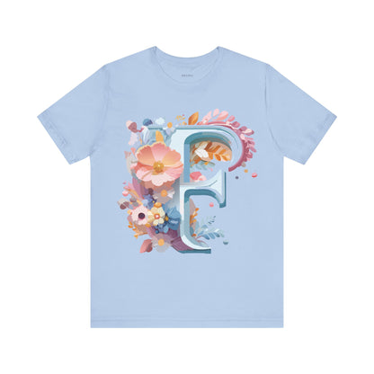 Natural Cotton Tee Shirt - Letters Collection - F Printify