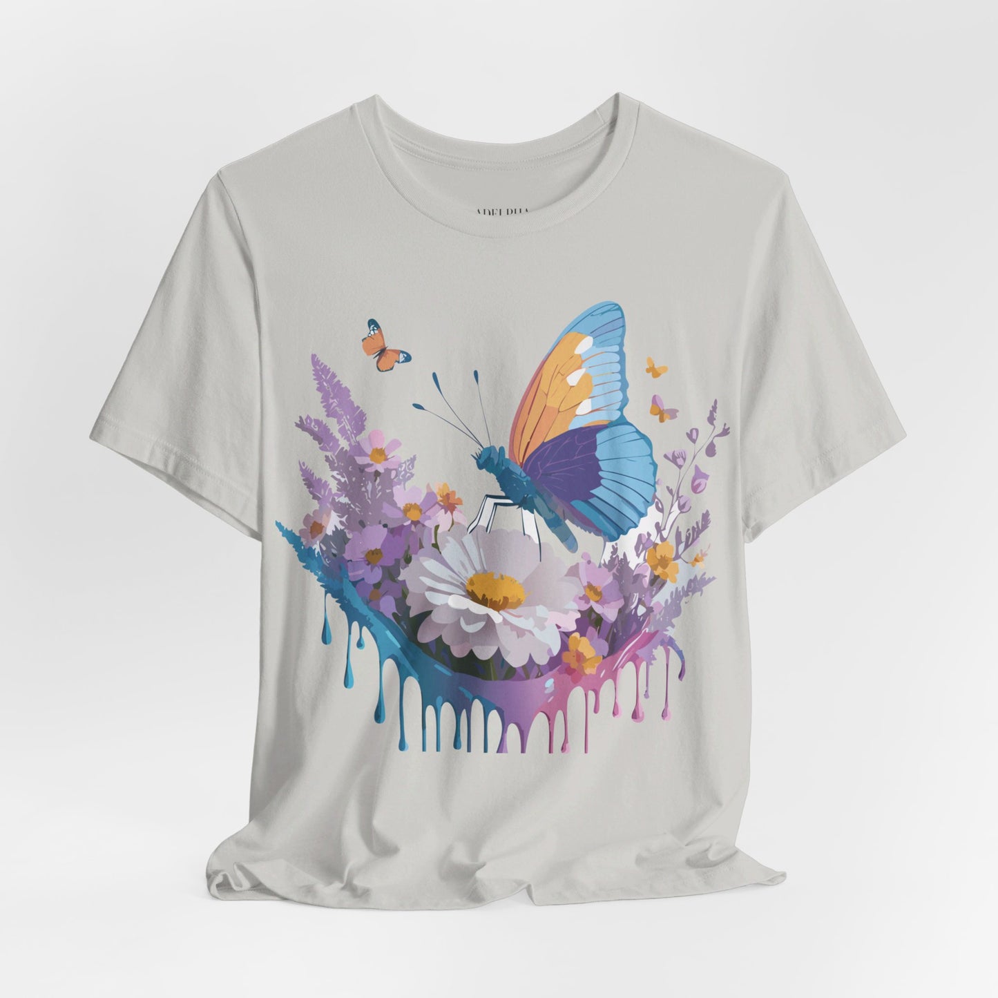 Natural Cotton Tee Shirt with Butterfly