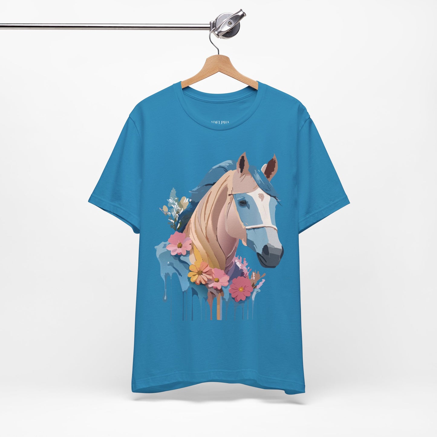 Natural Cotton Tee Shirt with Horse