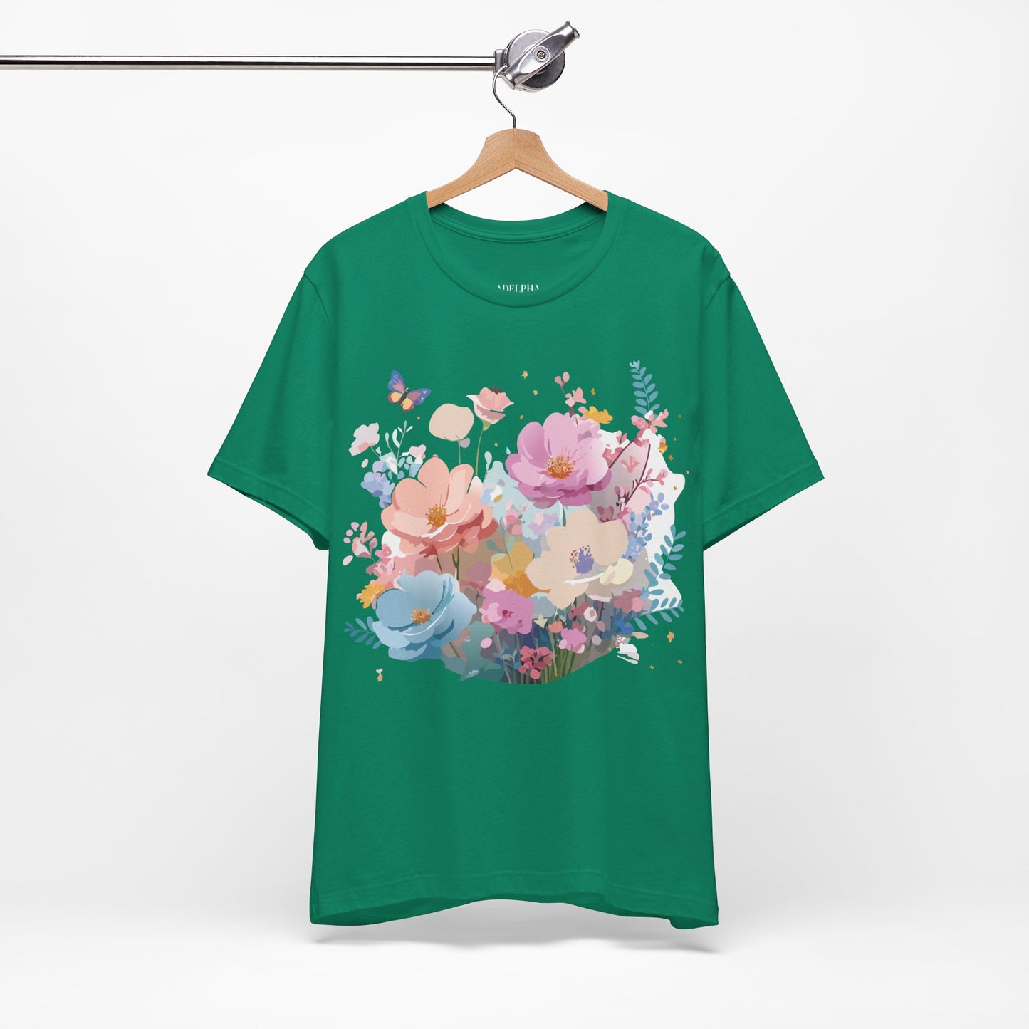 T-shirt en coton naturel avec fleurs