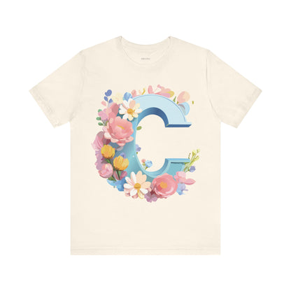 Natural Cotton Tee Shirt - Letters Collection - C Printify