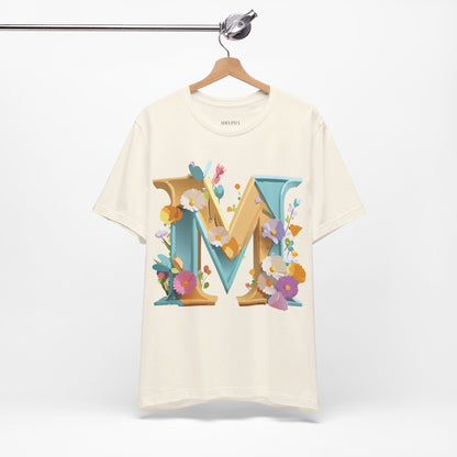 Natural Cotton Tee Shirt - Letters Collection - M Printify