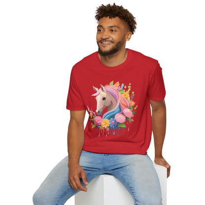 Unisex Horse Shirt Soft Cotton Tee With Animal Artwork Gildan Softstyle