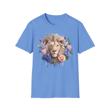 Unisex Floral Lion Tee Shirt Softstyle Gildan 64000 100 Percent Cotton