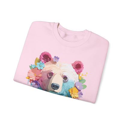 Unisex Floral Bear Sweatshirt Gildan 18000 Art Design Animals