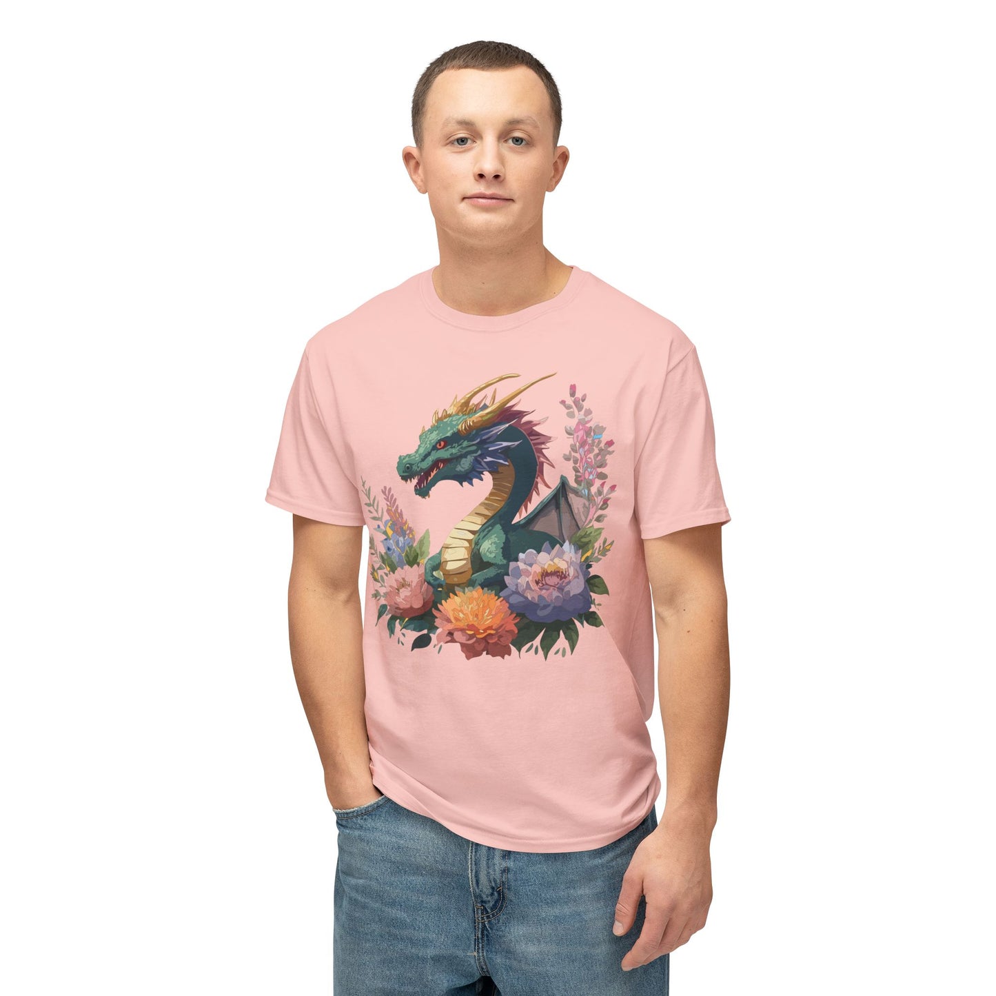 Dragon T-Shirt, Vintage Dragon Tee, Floral Tees, Dragon Art Design Shirt, Tee Shirt with Dragon 7