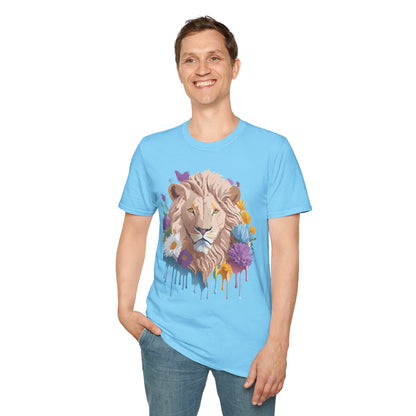 Lion Shirt Unisex Floral Lion Tee Gildan Softstyle 64000 Short Sleeve