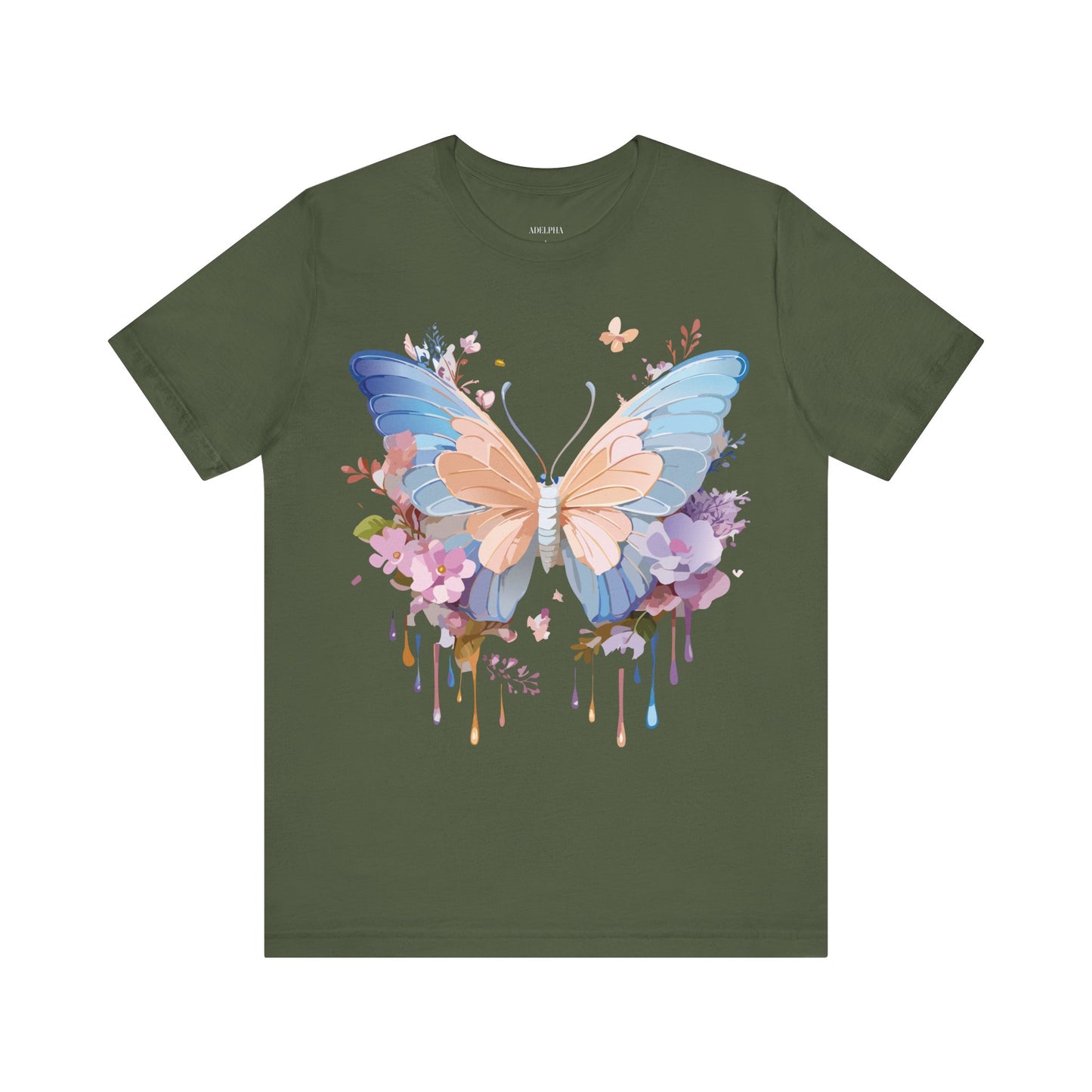 Natural Cotton Tee Shirt with Butterfly