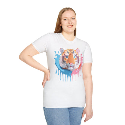 Tiger Shirt Unisex Animal Print Tee Gildan Softstyle 64000 Cotton