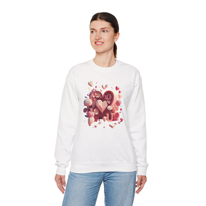 Unisex Floral Big Heart Sweatshirt Love Floral Valentine Day Cotton Poly Blend