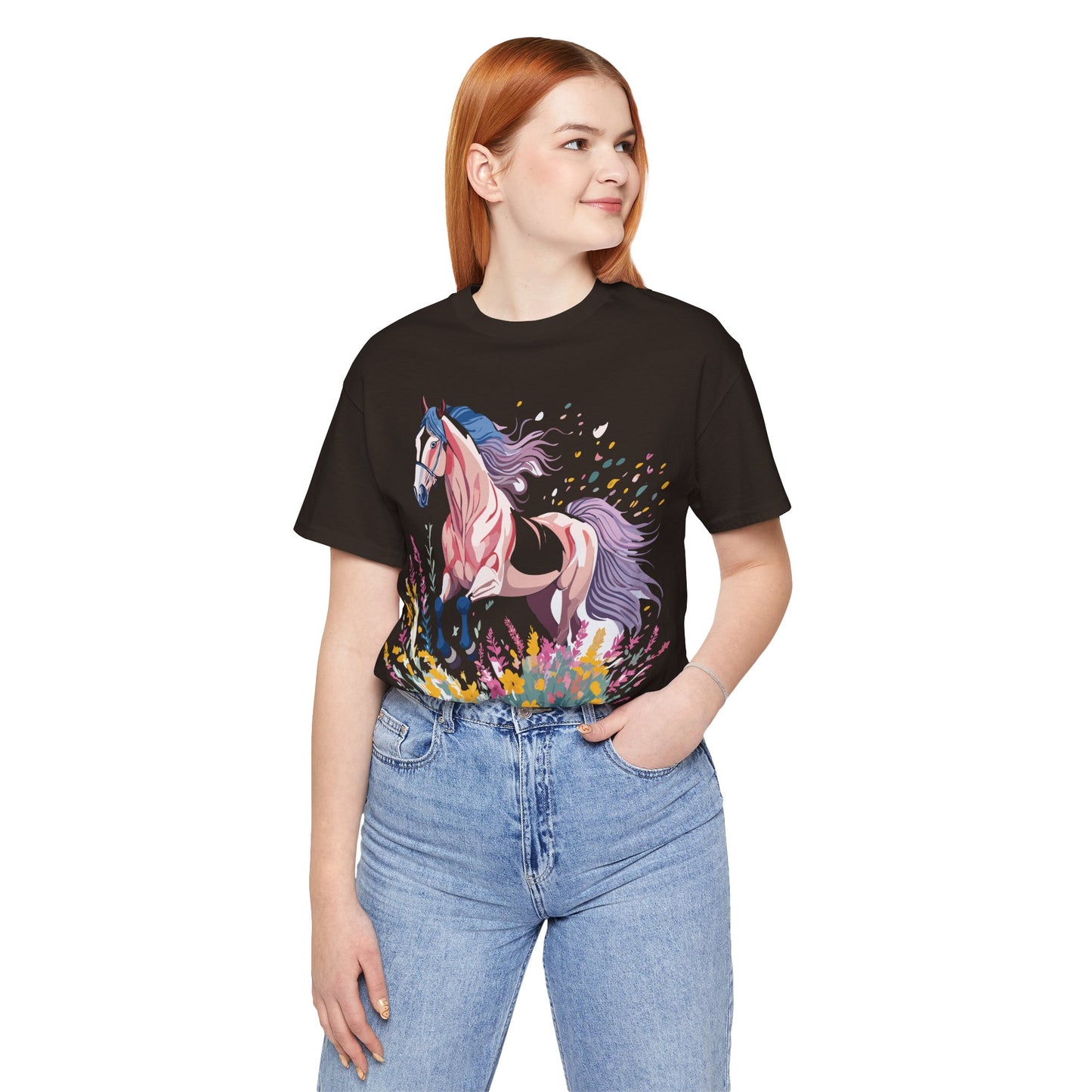 Natural Cotton Tee Shirt with Horse