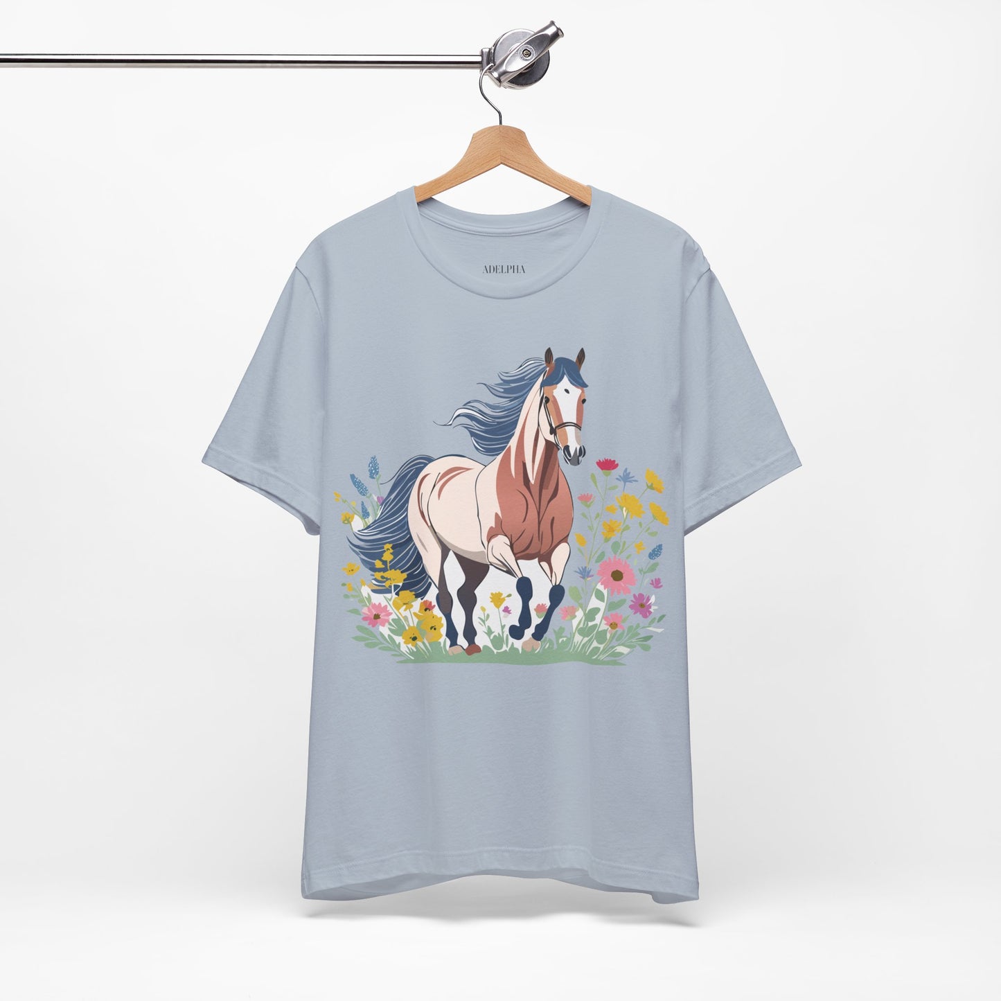 Natural Cotton Tee Shirt with Horse