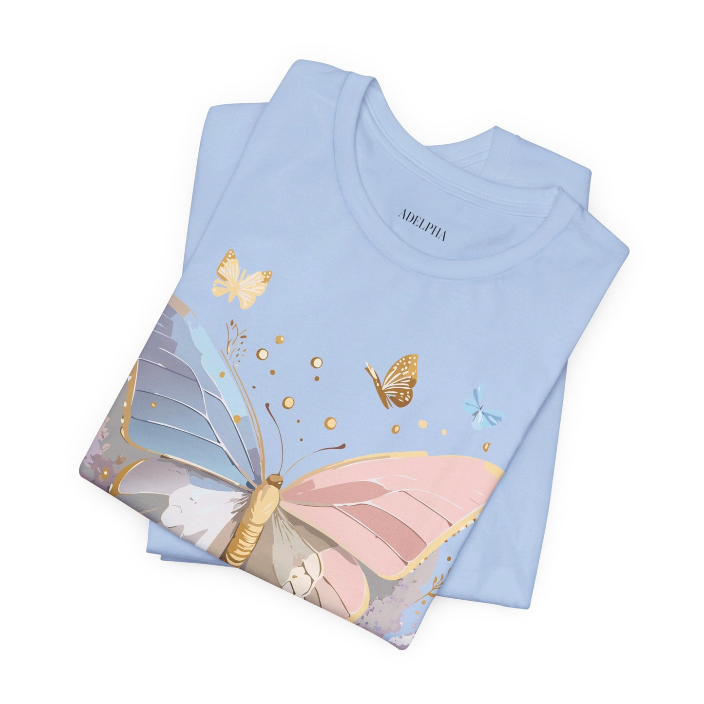 Natural Cotton Tee Shirt with Butterfly