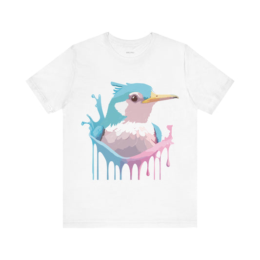 Natural Cotton Tee Shirt with Bird