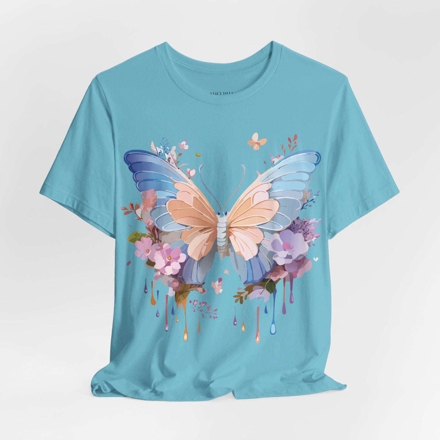 Natural Cotton Tee Shirt with Butterfly