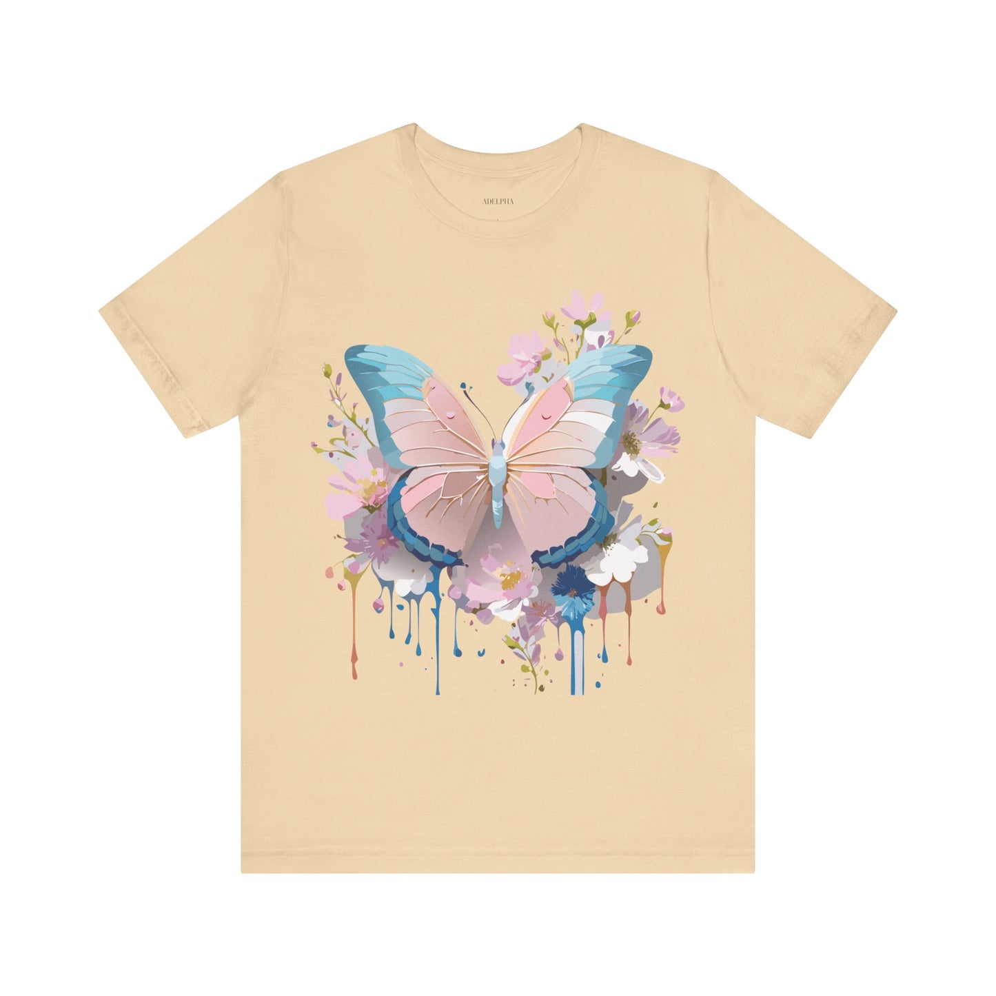 Natural Cotton Tee Shirt with Butterfly