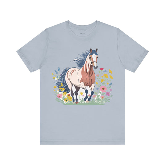 Natural Cotton Tee Shirt with Horse