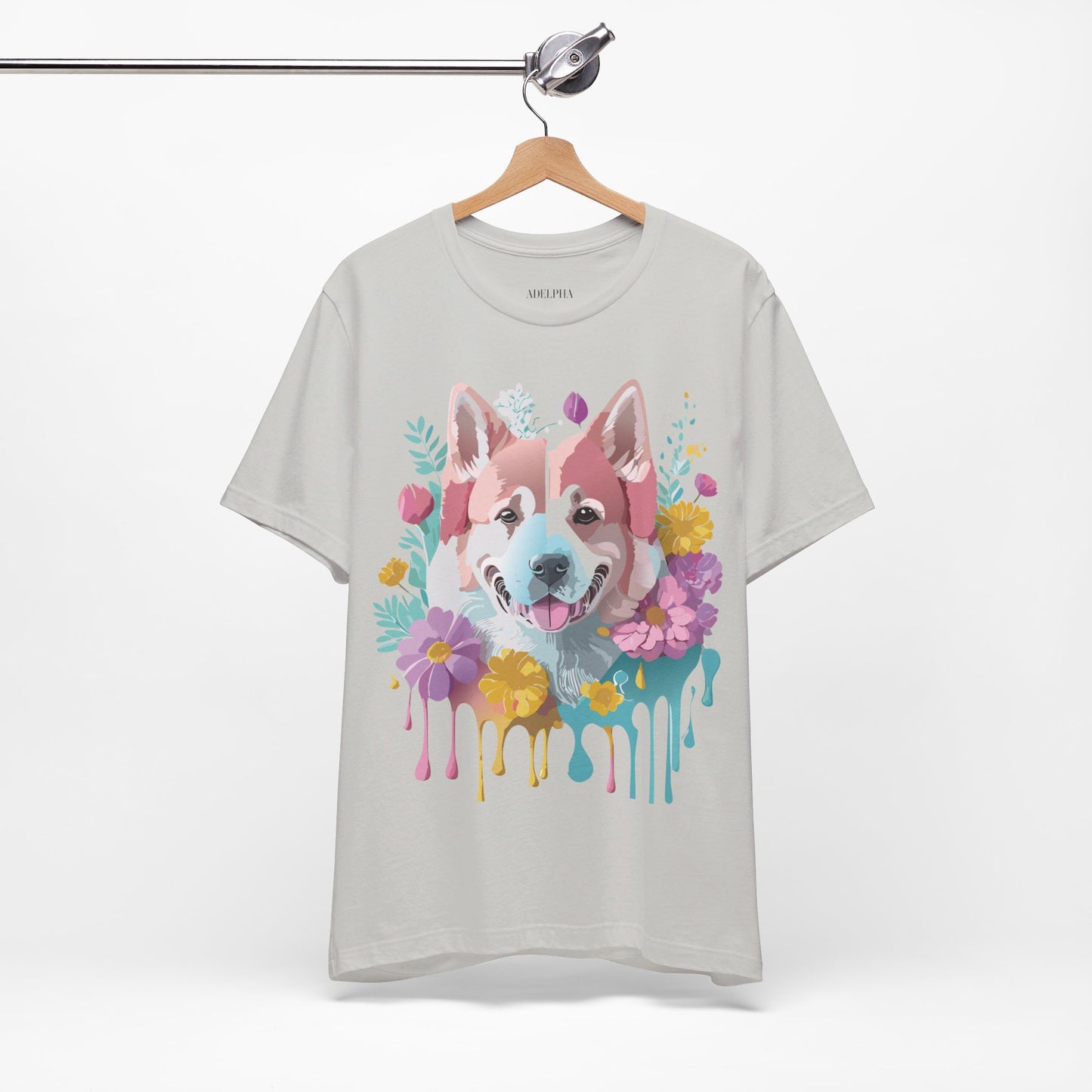 Natural Cotton Tee Shirt with Dog