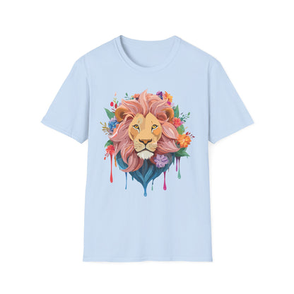 Lion Shirt Unisex Floral Lion Tee Animal Print Softstyle Tee