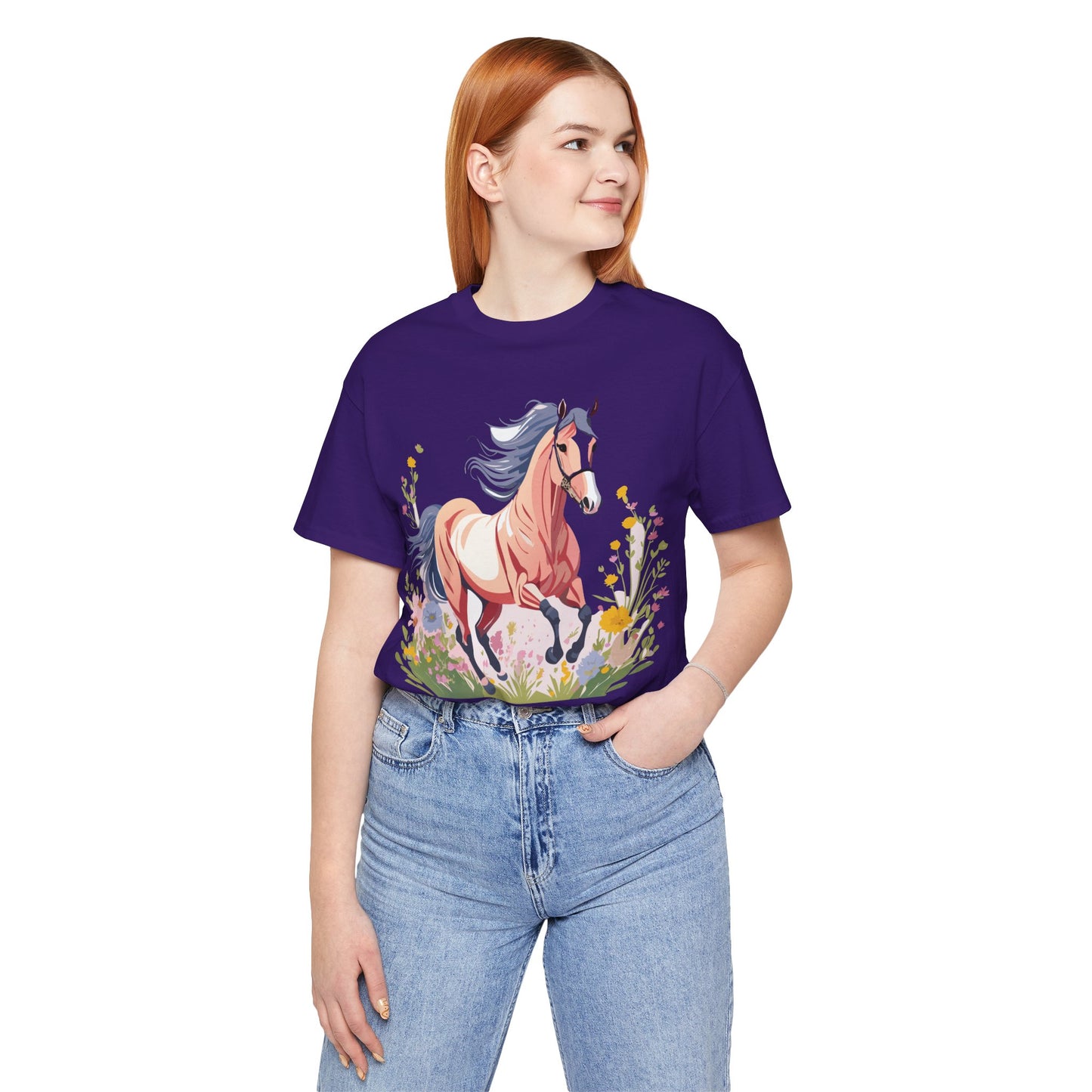 Natural Cotton Tee Shirt with Horse