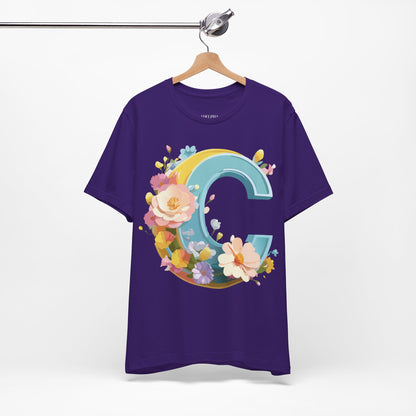 Natural Cotton Tee Shirt - Letters Collection - C Printify