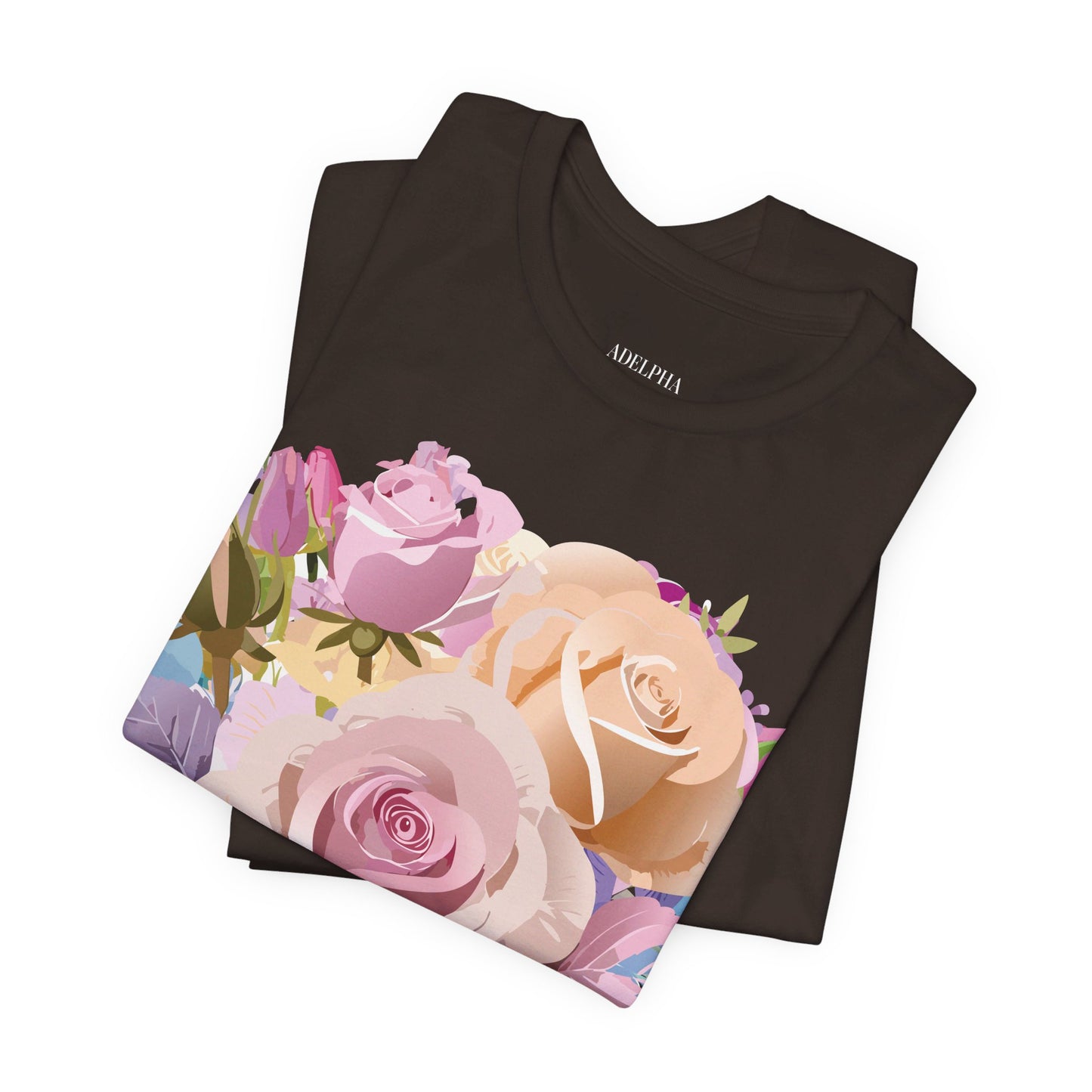 Natural Cotton Tee Shirt with Flowers