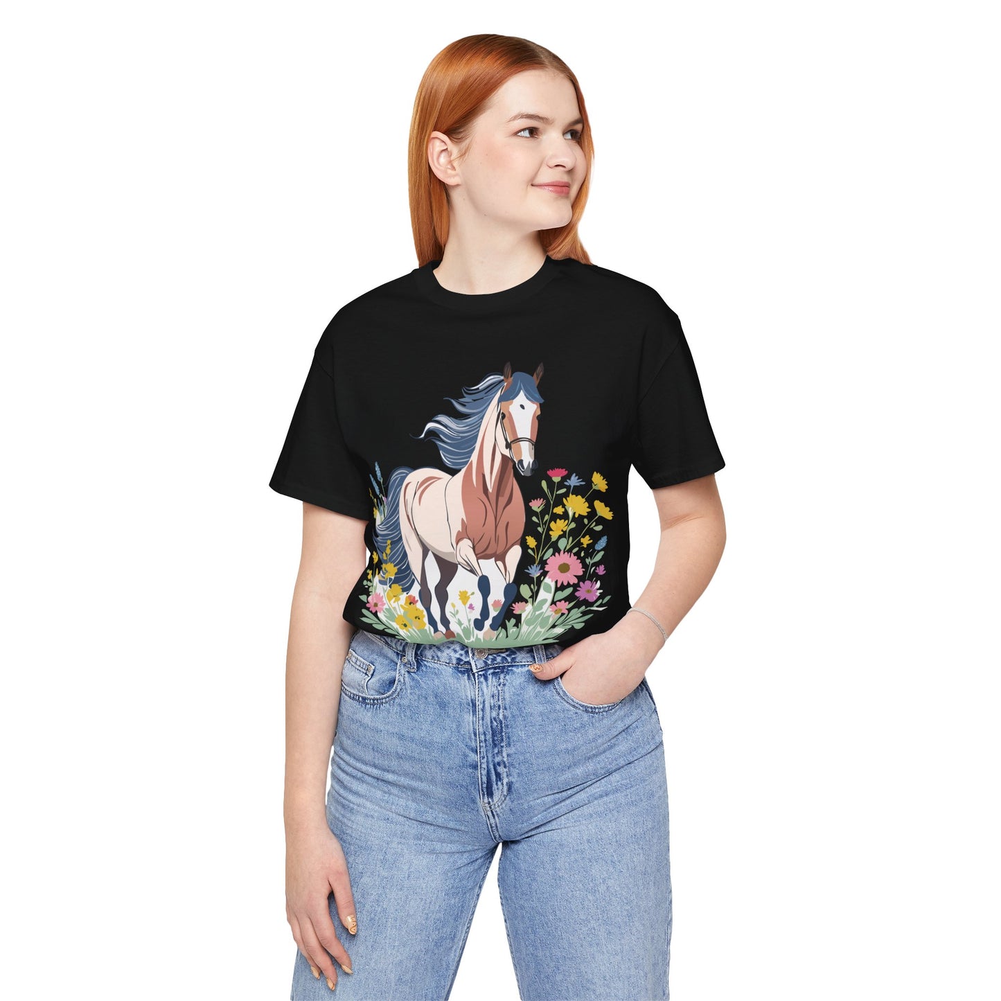 Natural Cotton Tee Shirt with Horse