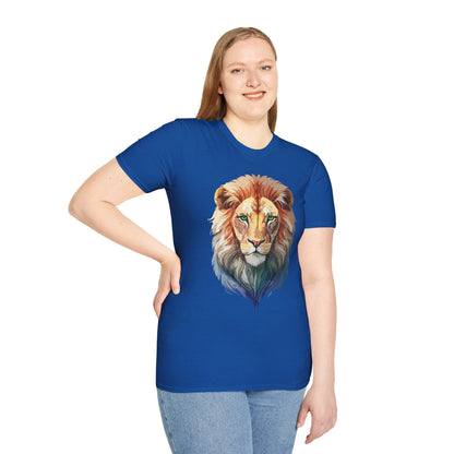 Gildan Softstyle Lion Shirt Unisex Floral Tee Animal Print Tee