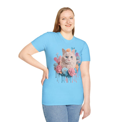 Cat Shirt Unisex Short Sleeve Cat Tee Kitten Design Gildan Softstyle 64000 Tee