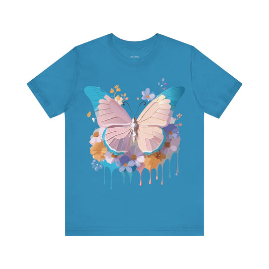 Natural Cotton Tee Shirt with Butterfly