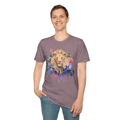 Unisex Softstyle Lion Shirt Floral Lion Tee Animal Print Graphic Tee