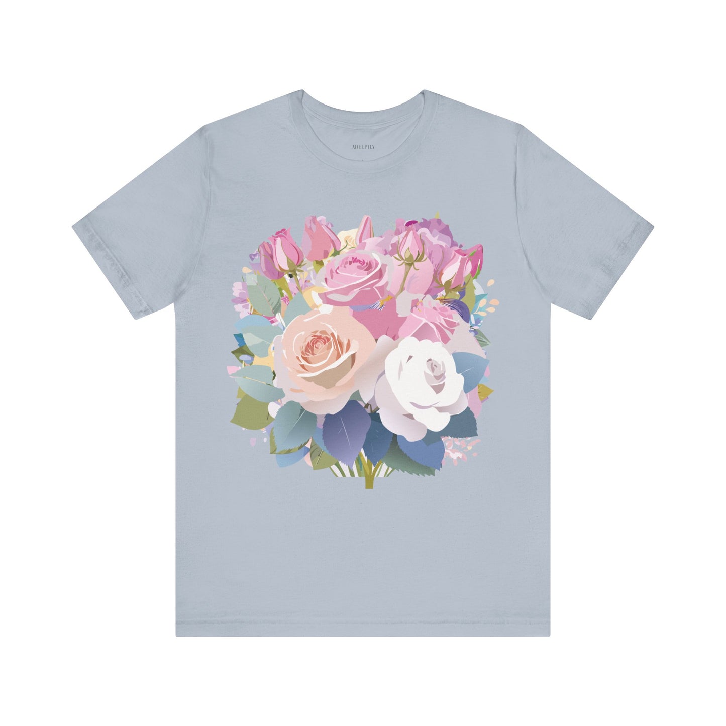 Natural Cotton Tee Shirt with Flowers