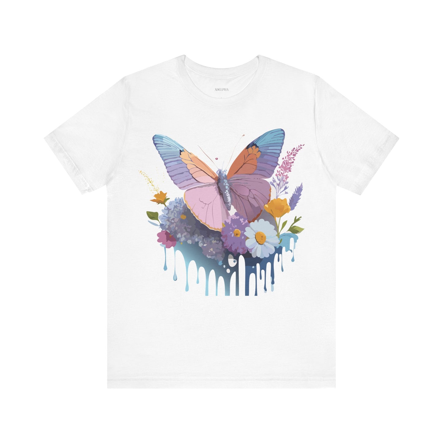 Natural Cotton Tee Shirt with Butterfly