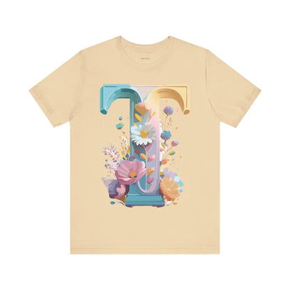 Natural Cotton Tee Shirt - Letters Collection - T Printify