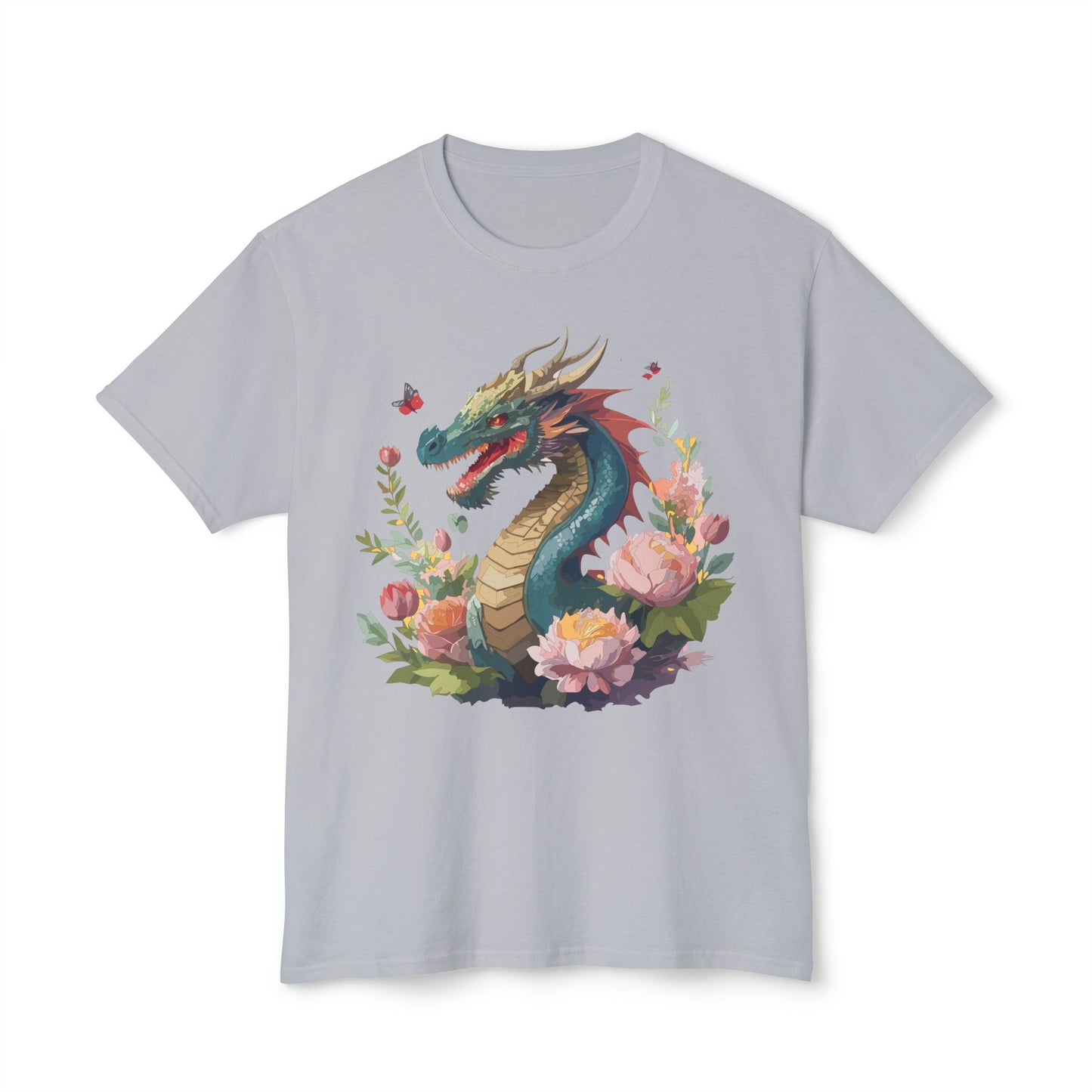 Dragon T-Shirt, Vintage Dragon Tee, Floral Tees, Dragon Art Design Shirt, Tee Shirt with Dragon 8