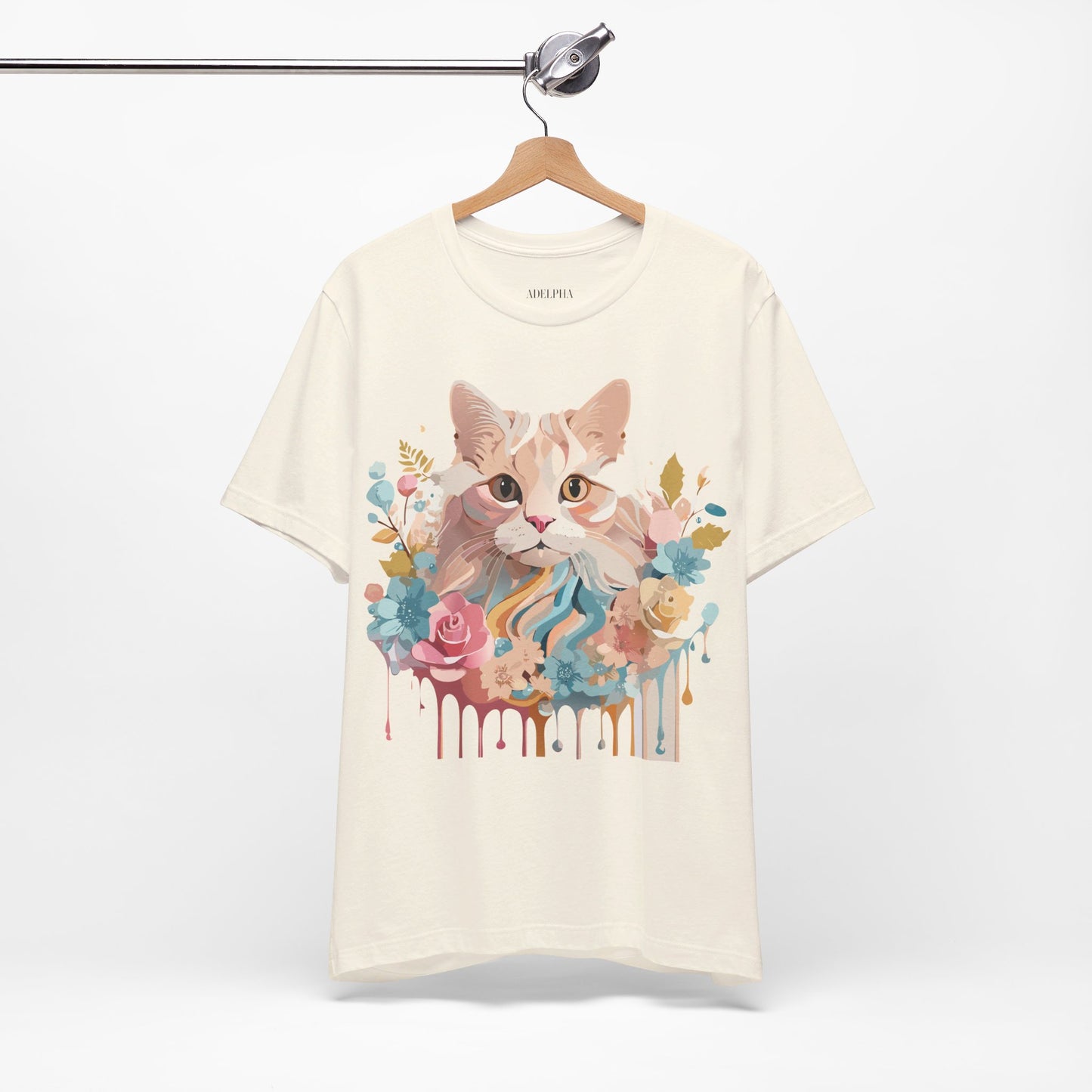 Natural Cotton Tee Shirt with Cat