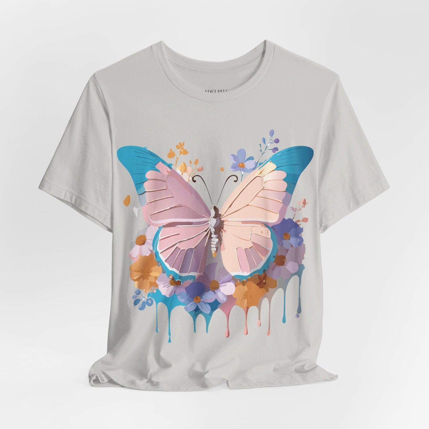 Natural Cotton Tee Shirt with Butterfly