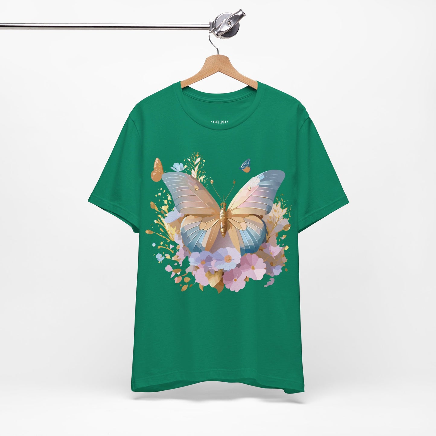 Natural Cotton Tee Shirt with Butterfly