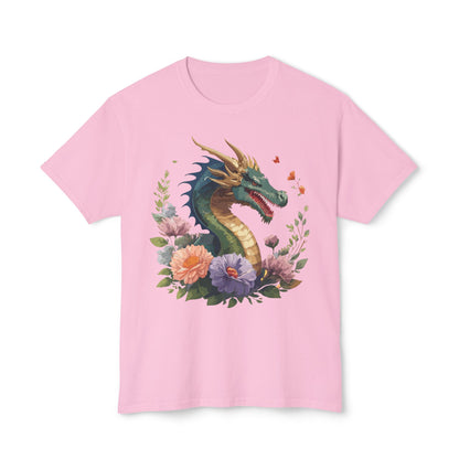 Dragon Art Design Shirt Unisex Cotton T Shirt Floral Print Tee