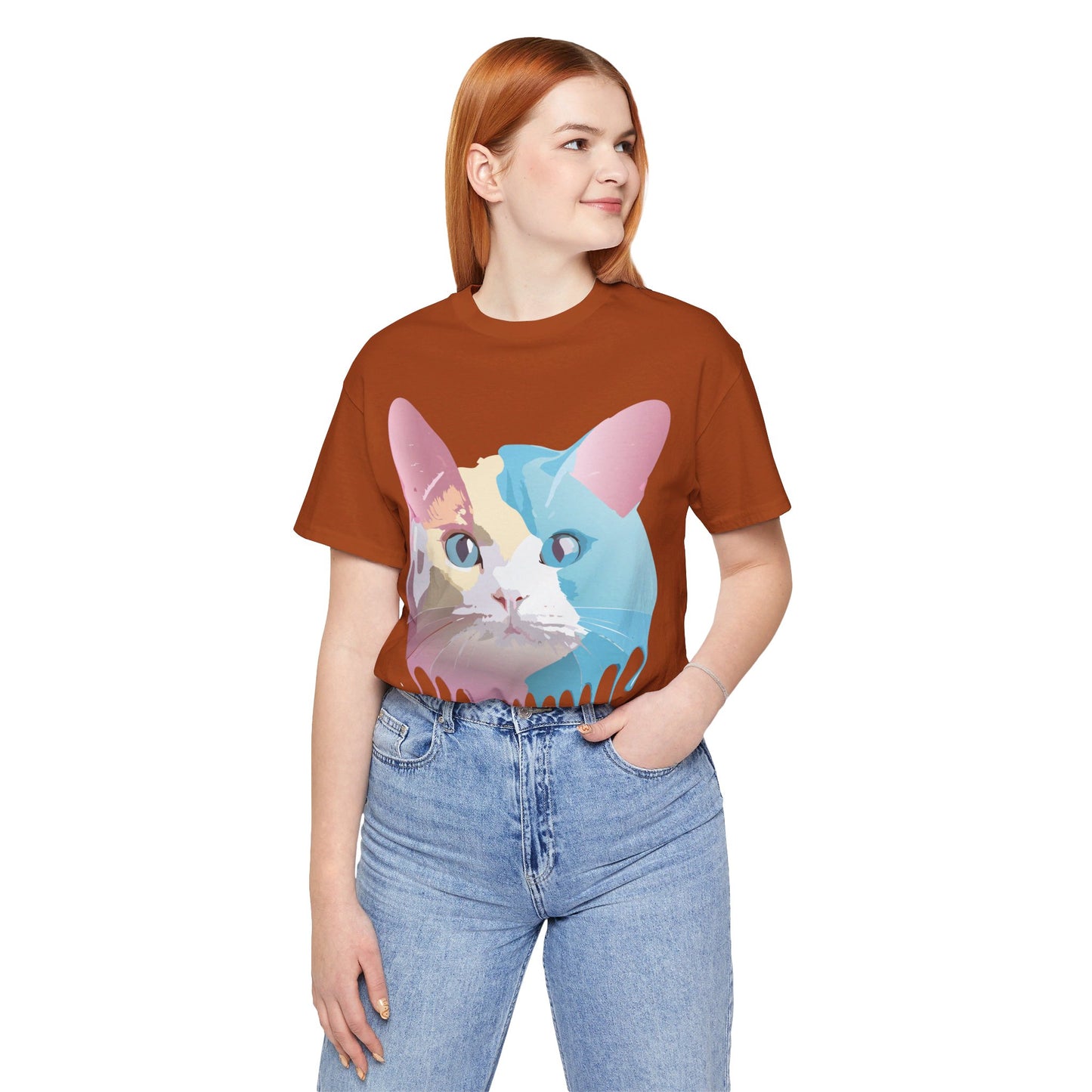 Natural Cotton Tee Shirt with Cat